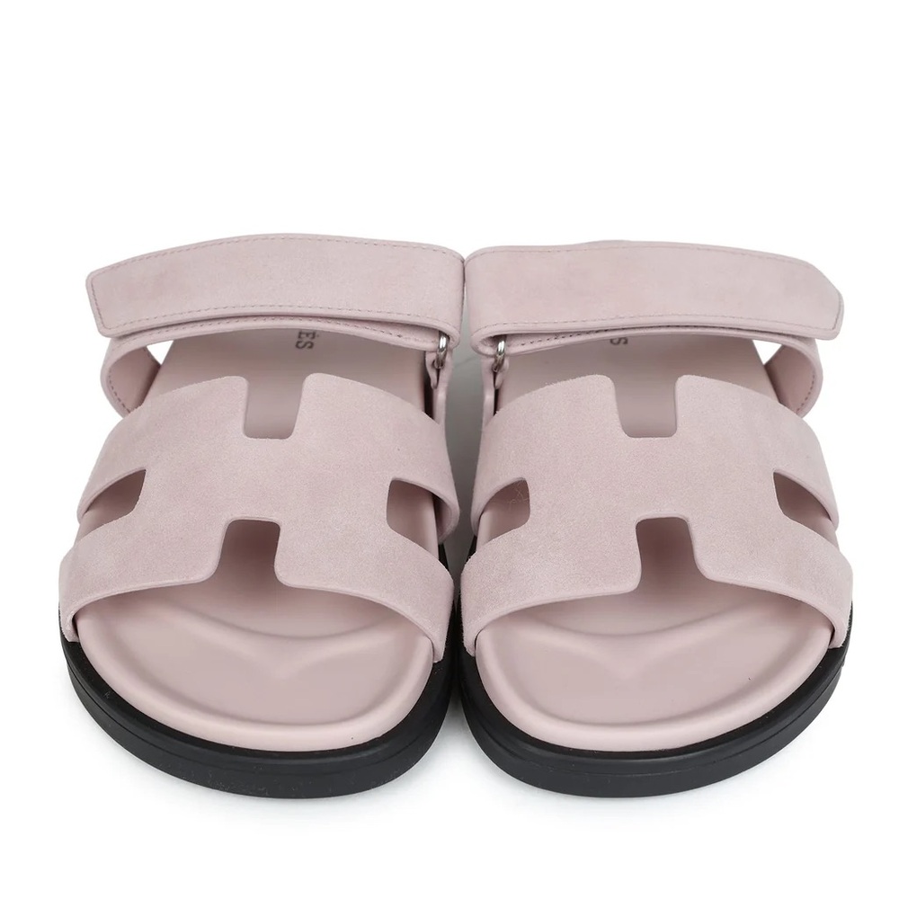 Brand New with the box Hermes Chypre Pink Suede Sandals size 37 NWB